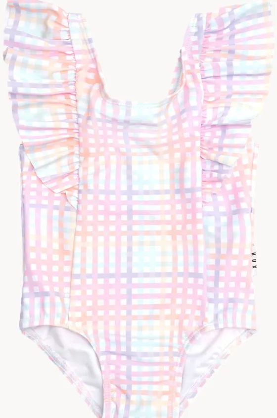 One Pieces^Huxbaby Girls Check Frill One Piece Rainbow