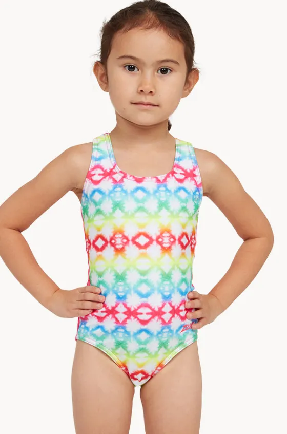 One Pieces^Zoggs Girls Rainbow Haze Action Back One Piece Pink/multi