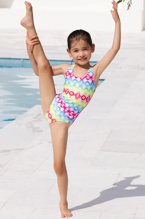One Pieces^Zoggs Girls Rainbow Haze Action Back One Piece Pink/multi