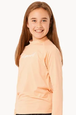 Rashies & Sunsuits^Rip Curl Girls Script Long Sleeve Suntop Salmon