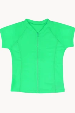 Rashies & Sunsuits^Salty Ink Girls Short Sleeve Zip Suntop Kiwi
