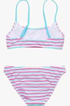 Bikini Sets^Snapper Rock Girls Sorbet Stripe Crop Set Blue/Pink