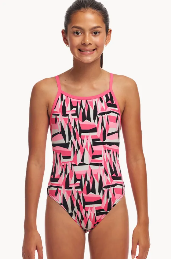 One Pieces^Funkita Girls Sugar Hits Single Strap One Piece Pink/black