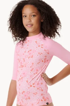 Rashies & Sunsuits^Rip Curl Girls Summer Sol Short Sleeve Suntop Taffy pink