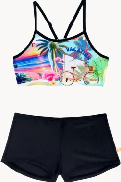 Bikini Sets^Salty Ink Girls Summer Vacay Crop Set Black/Multi