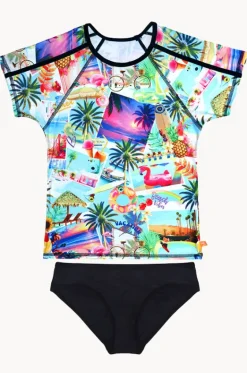 Rashies & Sunsuits|Rashies & Sunsuits^Salty Ink Girls Summer Vacay Suntop Set Black/Multi