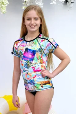 Rashies & Sunsuits|Rashies & Sunsuits^Salty Ink Girls Summer Vacay Suntop Set Black/Multi
