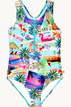 One Pieces^Salty Ink Girls Summer Vacay Zip One Piece Multi