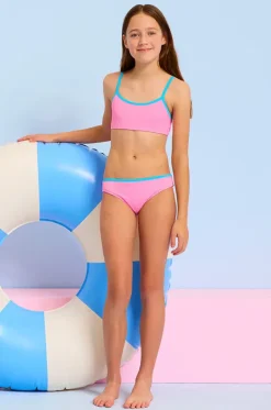 Bikini Sets^Seafolly Girls Girls Textured Contrast Crop Set Flamingo