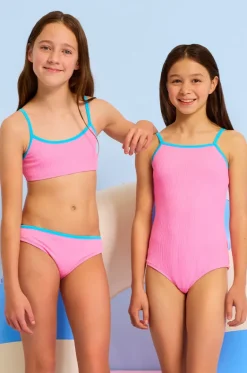 One Pieces^Seafolly Girls Girls Textured Contrast One Piece Flamingo