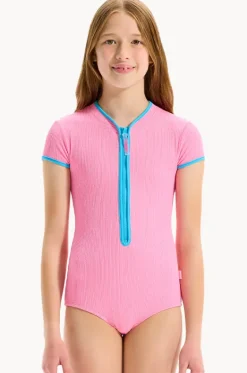 Rashies & Sunsuits^Seafolly Girls Girls Textured Contrast Sunsuit Flamingo