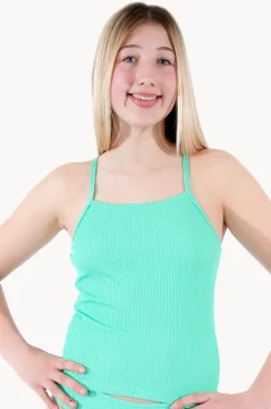 Teen Girls Separates^Base Swim Girls Textured Scoop Tankini Separate Apple
