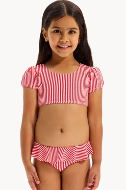 Bikini Sets^Seafolly Girls Girls Textured Stripe Tie Crop Set Chilli Red
