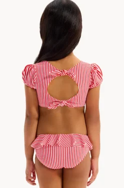 Bikini Sets^Seafolly Girls Girls Textured Stripe Tie Crop Set Chilli Red