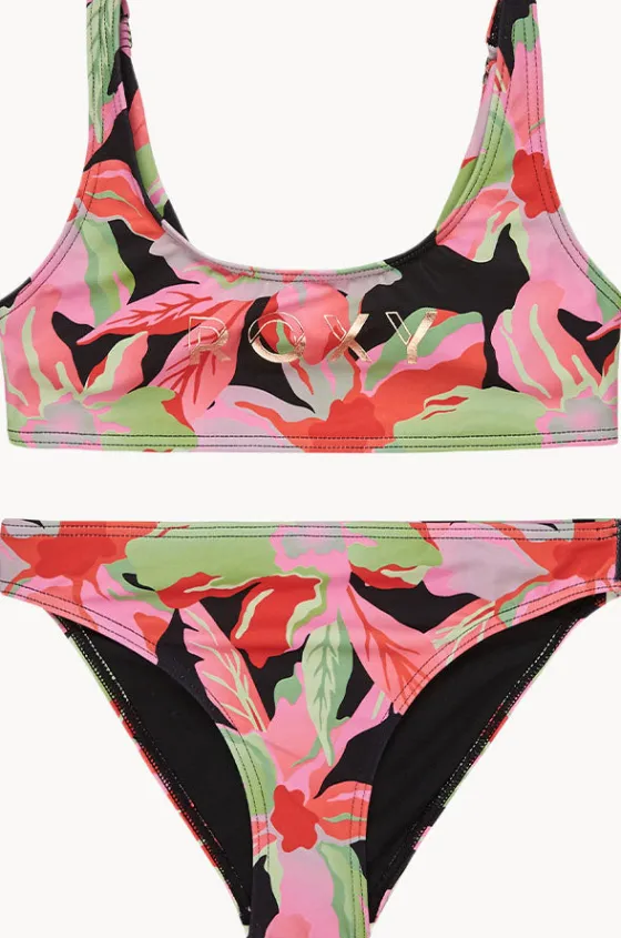 Bikini Sets^Roxy Girls The Moves Floral Active Bralette Set Black/Multi