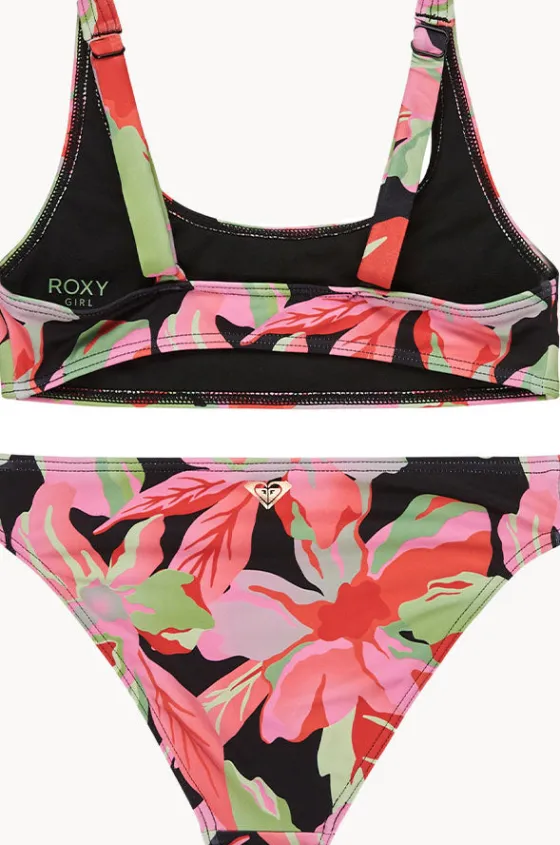 Bikini Sets^Roxy Girls The Moves Floral Active Bralette Set Black/Multi