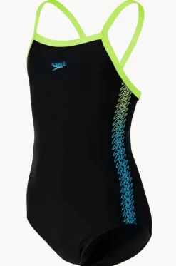 One Pieces^Speedo Girls Thinstrap Muscleback One Piece Black/blue