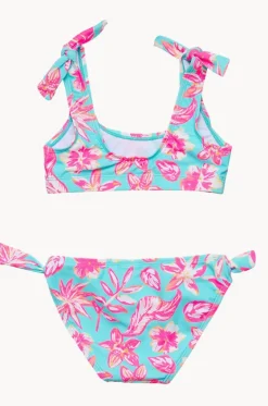 Bikini Sets^Snapper Rock Girls Tropical Glow Crop Set Blue/Pink