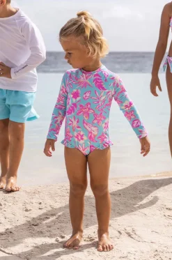 Rashies & Sunsuits^Snapper Rock Girls Tropical Glow Sunsuit Blue/Pink
