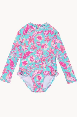 Rashies & Sunsuits^Snapper Rock Girls Tropical Glow Sunsuit Blue/Pink