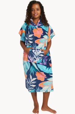 Towel Robes & Ponchos|Towel Robes & Ponchos^Roxy Girls Tropical Stay Magical Hooded Towel Indigo