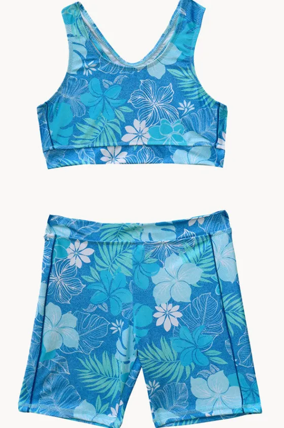 Bikini Sets^Salty Ink Girls Tropicana Action Crop Set Blue