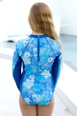 Rashies & Sunsuits^Salty Ink Girls Tropicana Long Sleeve Sunsuit Blue