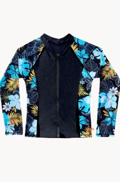 Rashies & Sunsuits^Salty Ink Girls Tropicana Long Sleeve Suntop Black
