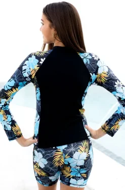 Rashies & Sunsuits^Salty Ink Girls Tropicana Long Sleeve Suntop Black