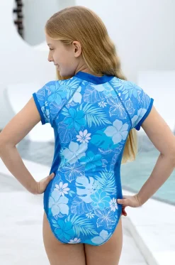 Rashies & Sunsuits^Salty Ink Girls Tropicana Short Sleeve Sunsuit Blue