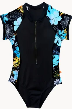 Rashies & Sunsuits^Salty Ink Girls Tropicana Short Sleeve Sunsuit Black