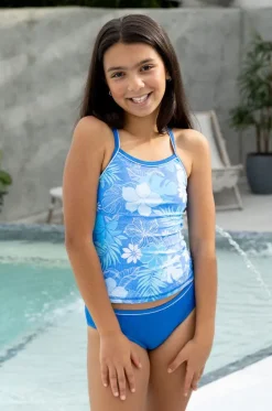 Tankini Sets^Salty Ink Girls Tropicana Tankini Set Blue