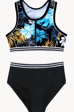 Bikini Sets^Salty Ink Girls Tropicana Zip Crop Set Black