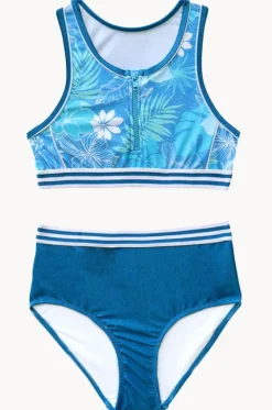Bikini Sets^Salty Ink Girls Tropicana Zip Crop Set Blue
