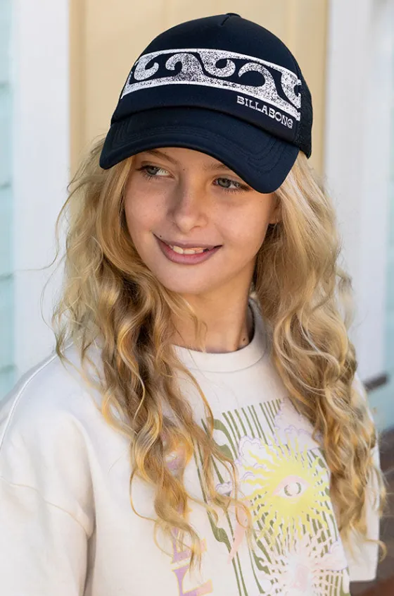 Hats^Billabong Girls Wave Fade Trucker Cap Off Black