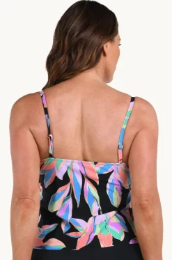 Tankini Tops^Maxine Glowing Lotus Tiered Tankini Separate Black/multi