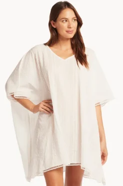 Overswim^Sea Level Heat Wave Kaftan White
