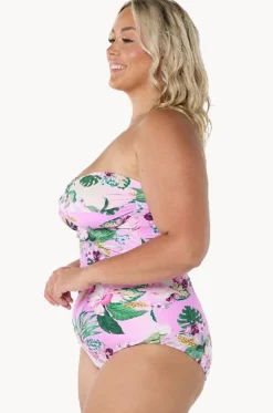 One Pieces^Capriosca Honolulu Twist Bandeau One Piece Purple/green