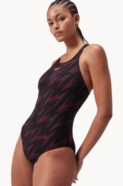 One Pieces^Speedo Hyperboom Allover Medalist One Piece Black/Orange