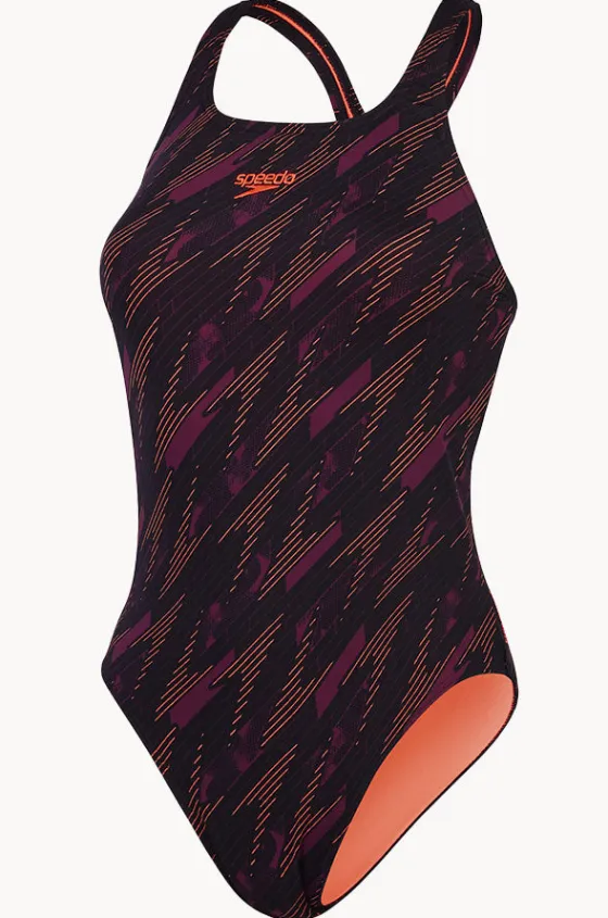 One Pieces^Speedo Hyperboom Allover Medalist One Piece Black/Orange