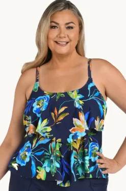 Tankini Tops^Maxine Vineyard Tiered Tankini Separate + Indigo