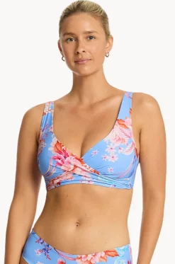 Bikini Tops^Sea Level Indochine Cross Front Bra Light blue