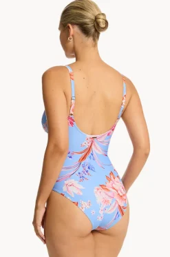 One Pieces^Sea Level Indochine Cross Front Scoop Back One Piece Light blue