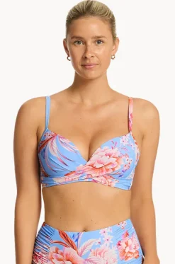 Bikini Tops^Sea Level Indochine D/DD Cup Cross Front Bra Light blue