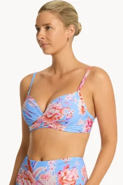 Bikini Tops^Sea Level Indochine D/DD Cup Cross Front Bra Light blue