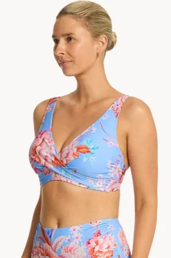 Bikini Tops^Sea Level Indochine G Cup Cross Front Bra Light blue