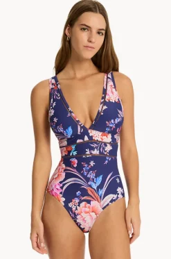 One Pieces^Sea Level Indochine Spliced One Piece French navy