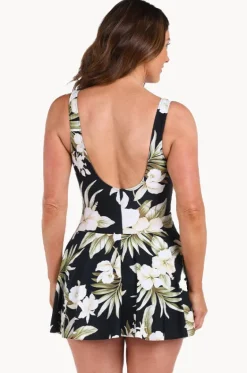 One Pieces^Maxine Island Greenery Swim Dress BLACK