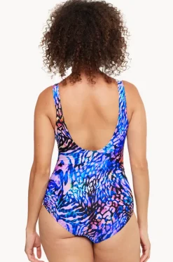 One Pieces^Togs Swimwear Jaipur Gathered Square Neck One Piece Purple/multi