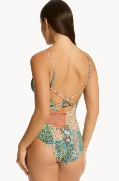 One Pieces^Sea Level Java Cross Back Tri One Piece Coral